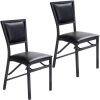 Set of 2 Metal Folding Chair Dining Chairs  