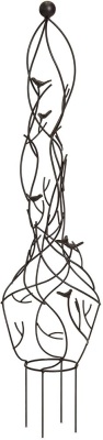 39-inch Garden Obelisk Metal Trellis w/Branches, Birds, Spiked Support Legs