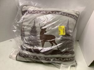 Deer Scene Throw Pillow, Appears New