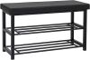 2-Tier 220lb Capacity Steel Metal Storage Bench w/Leather Top