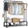 BUBM 43" Wide Garment Rack Freestanding Hanger Double Layers and Double Poles Multi-Functional Bedroom Clothing Rack, Black - Appears New&nbsp;