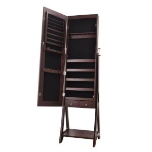 Lockable Mirrored Jewlery Cabinet with 2 Drawers 