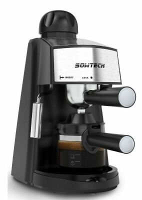 SOWTECH Espresso Maker 3.5 Bar 4 Cup Cappuccino w/ Milk Frother