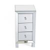 Mirrored Glass 3-Drawers Nightstand 