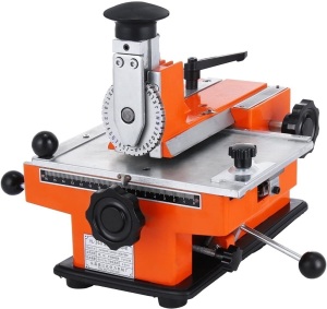 Semi-Automatic Sheet Embosser Metal Stamping Printer/Embosser, Working Plate 7.8"5.3" w/ Aluminum Plate (Dog Tag Printer - 4mm)