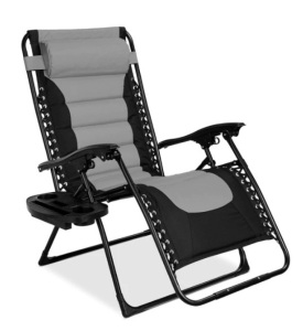 BCP Oversized Padded Zero Gravity Chair, Folding Recliner w/ Headrest, Side Tray, New 