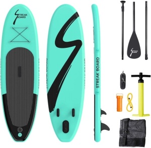 streakboard Inflatable Stand Up Paddle Board Surfing SUP Boards, No Slip Deck 6 Inches Thick. 