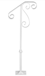 Handrail Wrought Iron Fits 1-2 Steps, Steel Grab Rail/Single Post Railing w/ Base