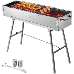 VEVOR Folded Portable Charcoal BBQ Grill - 34" x 8", Outdoor BBQ, Stainless Stee, Perfect for Outdoor Travel Use. Appears New 