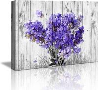 Purple Lavender&nbsp;Rustic Home Decor Canvas Wall Art, 16"x24" Purple Lavender Flowers on Vintage Wood Background, Stretched and Ready to Hang - Appears New