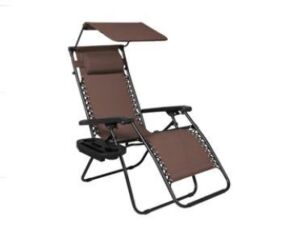 Folding Zero Gravity Recliner Patio Lounge Chair w/ Canopy, Side Tray, Appears New