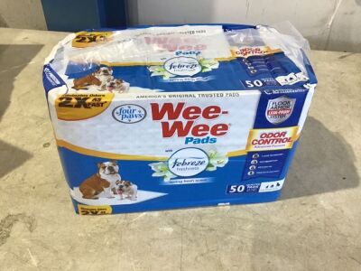 Case of (2) Four Paws Wee-Wee Odor Control with Febreze Freshness Dog Pads, 50ct