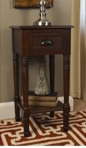 Espresso Wood End Table. Appears New. E-Commerce. 