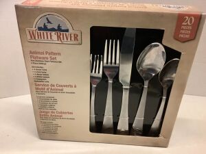 White River Animal Pattern Flatware Set, Ecommerce Return, Complete