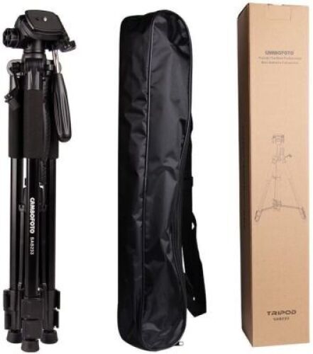 CAMBOFOTO 62&rdquo; Lightweight Travel Tripod for Camera with Built in Spirit Level and 3-Way Panhead Tilt Motion for SLR/DSLR - Appears New
