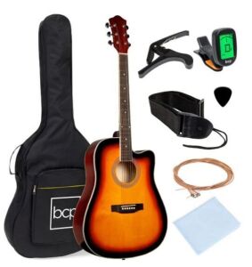 Full Size Beginner Acoustic Guitar Set with Case, Strap, Capo - 41in, Appears New