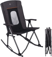 Portal Oversized Quad Folding Camping Rocking Chair. High Back, Hard Armrest, Carry Bag Included, Support 300 lbs, Black. Appears New