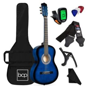 Beginner Acoustic Guitar Set w/ Case, Strap, Digital Tuner, Strings - 38in, Appears New