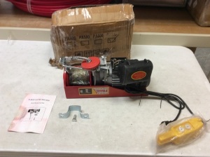 Mini Electric Hoist for Household or Industrial Lifting Use. Wire Rope. Untested. Looks Like It Needs Wires Connected Or Repaired. See Pictures. E-Commerce Return