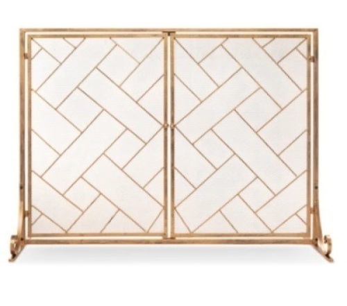 Wrought Iron Geometric Fireplace Screen