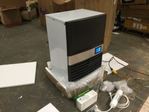 110V Commercial ice Maker 155lbs/24h with Electric Water Drain Pump, Full Clear Cube, Stainless Steel. Powers Up, Not Tested Further. E-Commerce Return