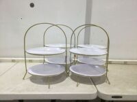 Case of (4) Tiered Display Trays with White Plates&nbsp;