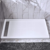 WOODBRIDGE Shower Base 60" L x 34" W x 4" H, Left Drain, White, SBR6034-1000L&nbsp;&nbsp;