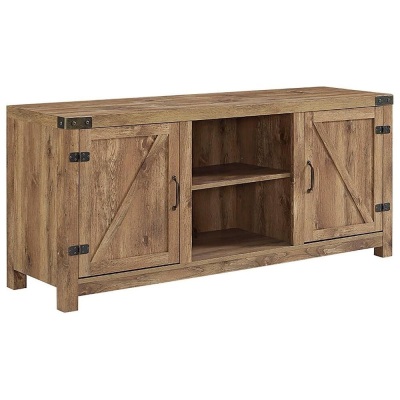 Walker Edison 58" Barn Door TV Stand with Side Doors in Barnwood 