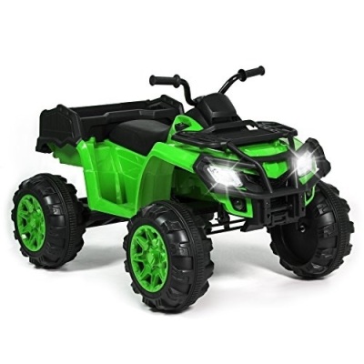 12V Kids Powered Large ATV Quad 4-Wheeler Ride-On Car w/ 2 Speeds, Spring Suspension, MP3, Lights, Storage