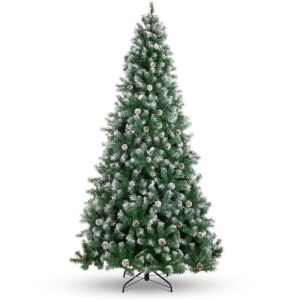 7.5' Pre-Decorated Christmas Tree w/ Pine Cones, Flocked Branch Tips