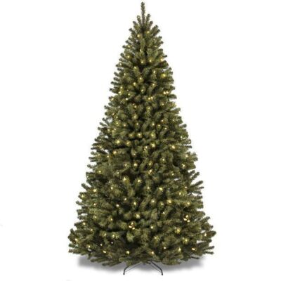 6ft Pre-Lit Spruce Hinged Artificial Christmas Tree w/ 250 Incandescent Lights, Collapsible Stand