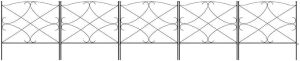 10ft x 24-inch 5-Panel Iron Foldable Interlocking Garden Edging Fence Panels w/Locking Hooks, Black 