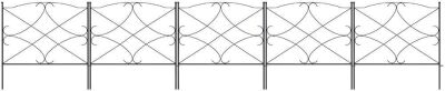 10ft x 24-inch 5-Panel Iron Foldable Interlocking Garden Edging Fence Panels w/Locking Hooks, Black 