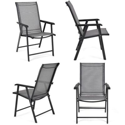 Set of 4 Outdoor Patio Folding Chairs With Armrest 