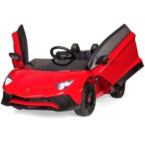 Kids 12V Ride On Lamborghini Aventador SV Sports Car Toy w/ Parent Control, AUX Cable