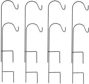 Set of 8 35-inch Rust-Resistant Metal Shepherd's Hook Stakes