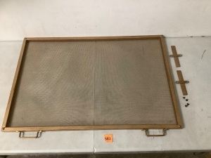 Single Panel Handcrafted Steel Mesh Fireplace Screen w/ Handles - 38x27in