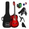 Beginner Acoustic Guitar Set w/ Case, Strap, Digital Tuner, Strings,&nbsp;38in, Red Burst