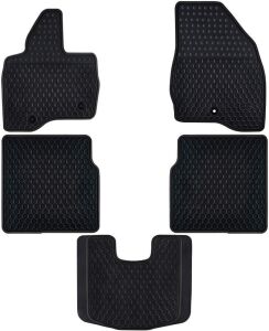 Rubber Anti-Slip Heavy Duty Car Floor Mats for Ford Explorer 2017-2019, Black/Blue