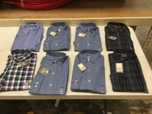 Lot of (8) New Van Heusen Men's Long Sleeve Dress Shirts, Size Medium.&nbsp;