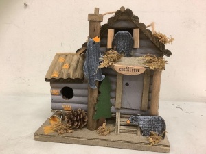 Cabin Birdhouse, Appears New w/ Broken Piece on Front