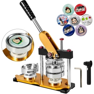 VEVOR Button Maker 58mm Badge Machine with 200 Sets Circle Button Parts Rotate Button Badge Maker Punch Press Machine for DIY Badges. Appears New