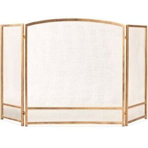 3-Panel Simple Steel Mesh Fireplace Screen w/ Rustic Worn Finish - 47x29in