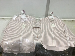 Lot of (5) Women's Long Sleeve Button Down Boyfriend Shirts, 3 XXL, 2 XS