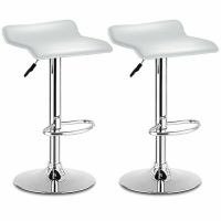 Set Of 2 Adjustable Pu Leather Backless Bar Stools