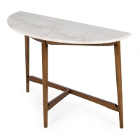 Belham Living James Half-Round Mid Century Modern Marble Sofa Table. Appears New