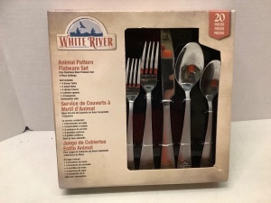 White River Animal Pattern Flatware Set, Appears New