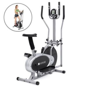 2-in-1 Elliptical Trainer Exercise Fitness Bike w/ LCD Display, Tension Knob, Adjustable Seat