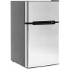 34in Double Door Stainless Steel Mini Refrigerator w/ 3.2 Cubic Feet, Ice Tray, Scraper