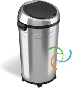 iTouchless 23 Gallon Dual Deodorizer Round Stainless Steel Touchless Sensor Trash Can 